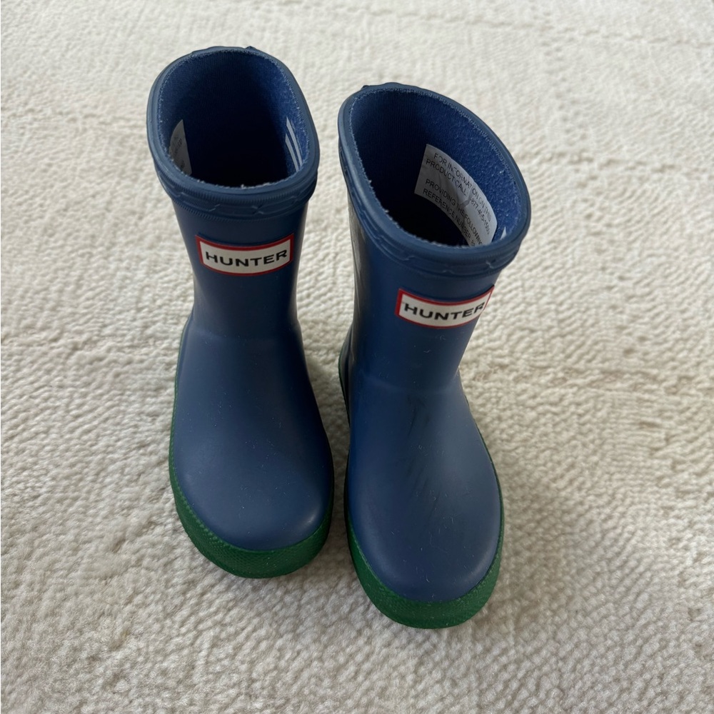 Hunter Kids Blue and Green Rain Boots